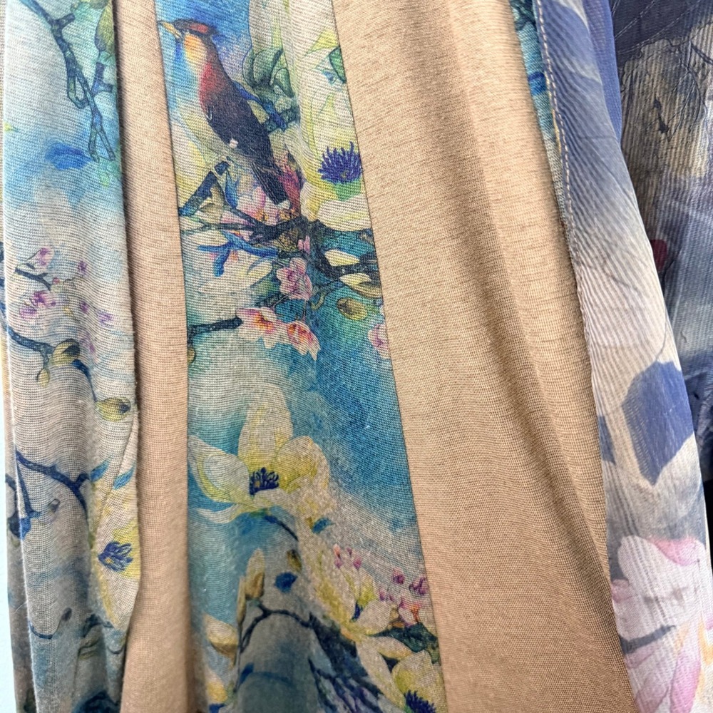 Soft Surroundings XL Floral Bird Print Duster Cardigan Kimono Open Front - Picture 6 of 8